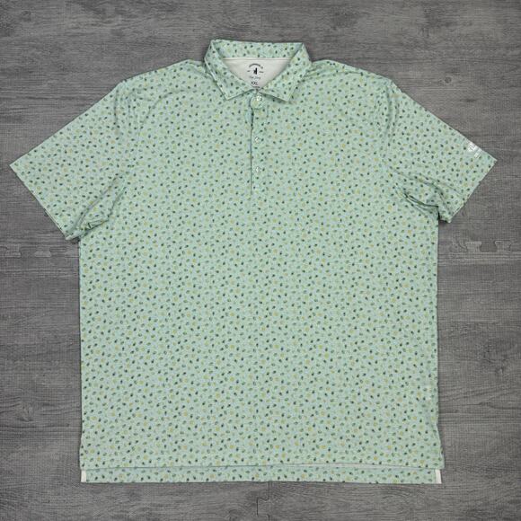 2 Johnnie-O Men XXL Performance Polo Shirt Avocado Cocktail Print Peterbilt - Picture 3 of 16